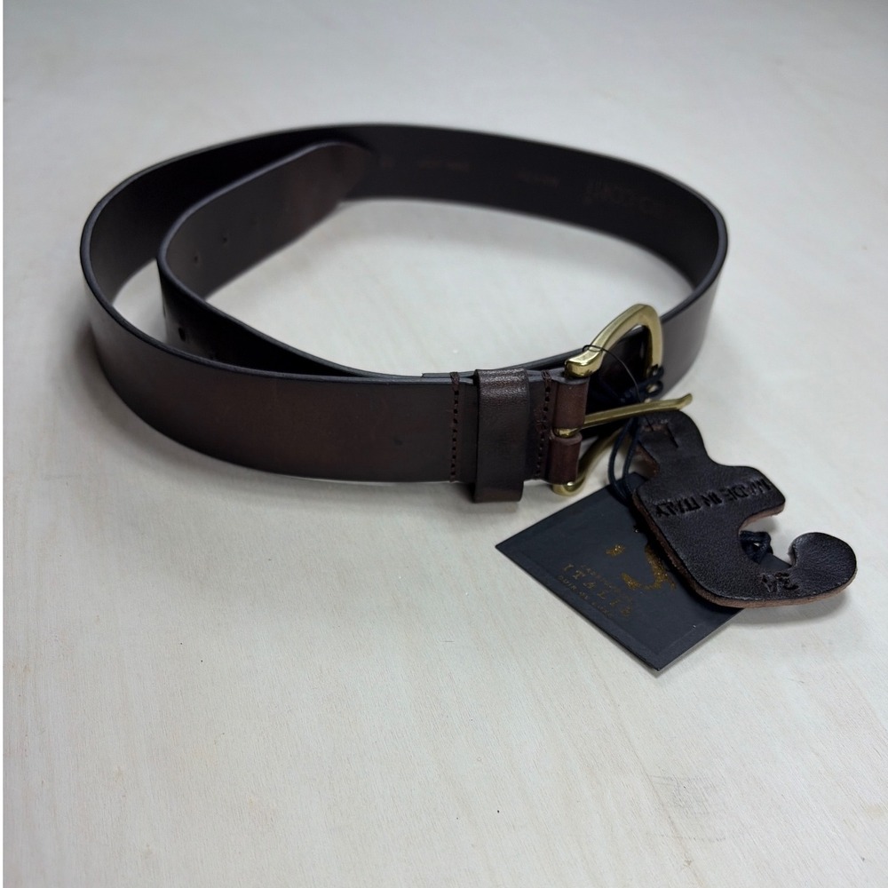 Fabio Corti Mens Dark Brown Leather Belt Made in Italy Gold‎ Buckle 85 34